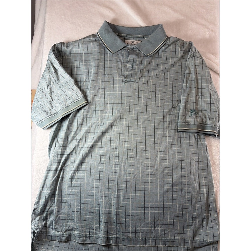David‎ Leadbetter Golf Apparel Polo Shirt Men's L Short Sleeve Plaid Green